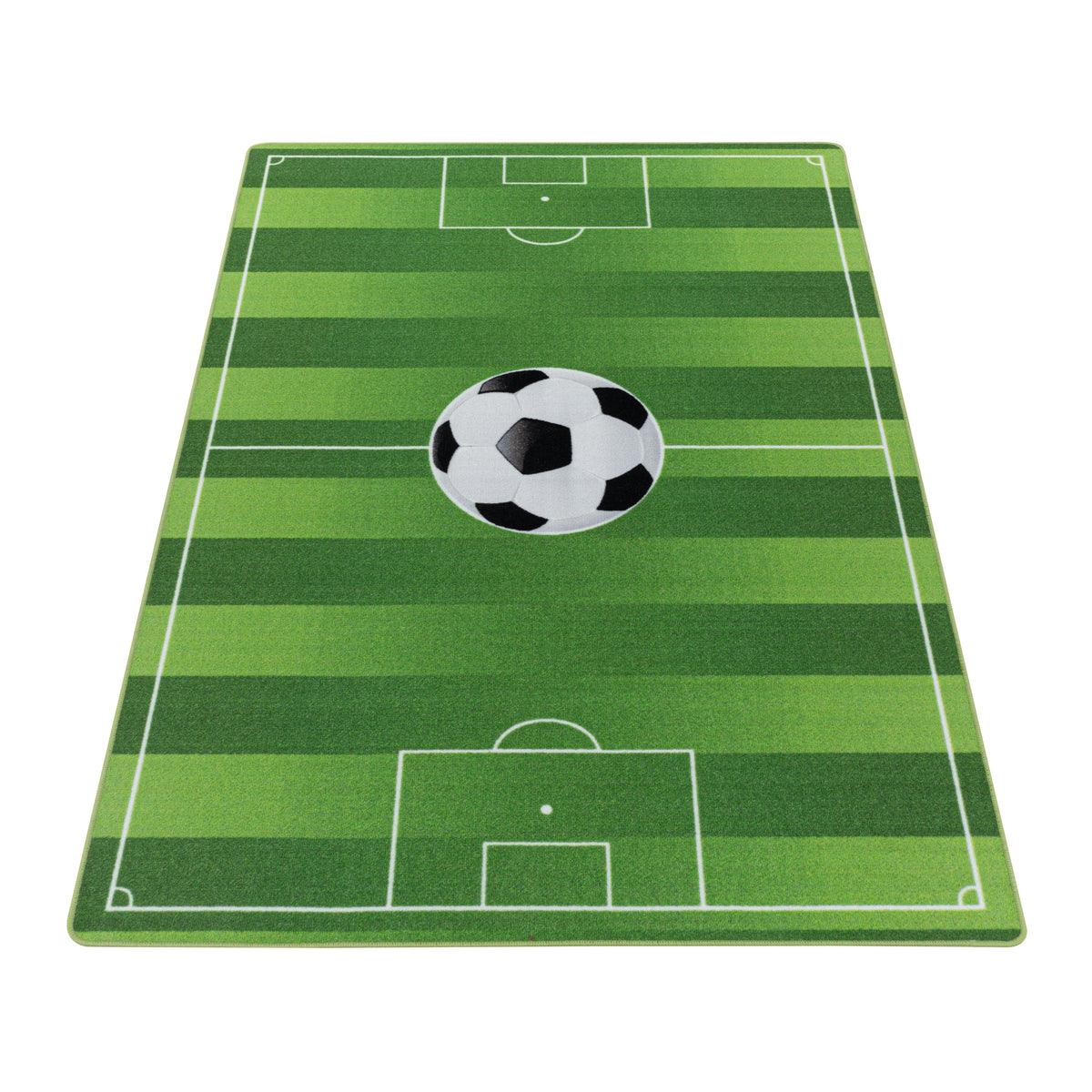 Teppich Kinder Flachgewebe Fußball-Motiv Polyamid Antirutsch Spielzimmer Grün Läufer 80x120 Läufer