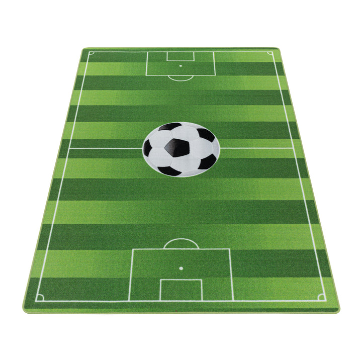 Teppich Kinder Flachgewebe Fußball-Motiv Polyamid Antirutsch Spielzimmer Grün Läufer 80x120_Läufer_