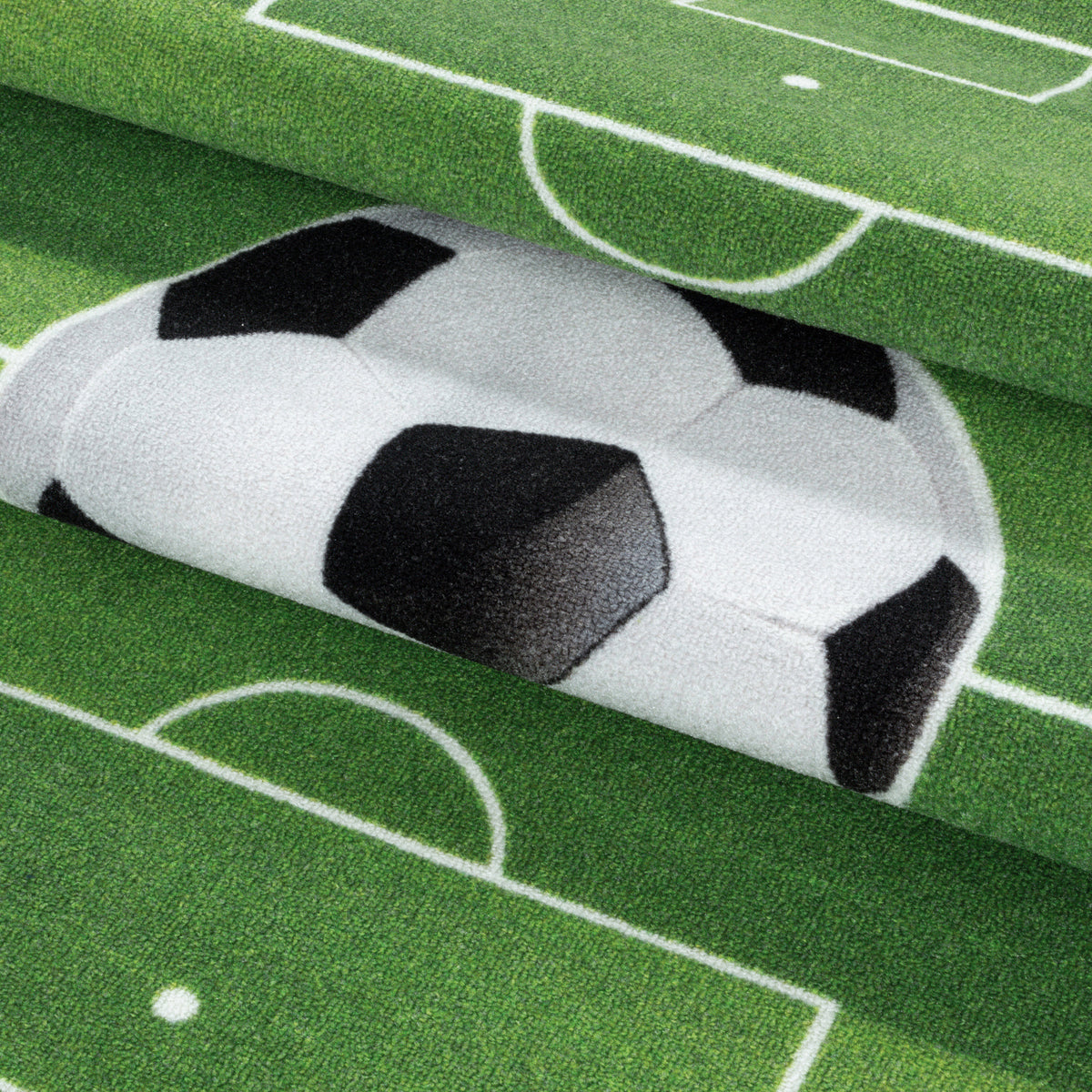 Teppich Kinder Flachgewebe Fußball-Motiv Polyamid Antirutsch Spielzimmer Grün Läufer 80x120_Läufer_