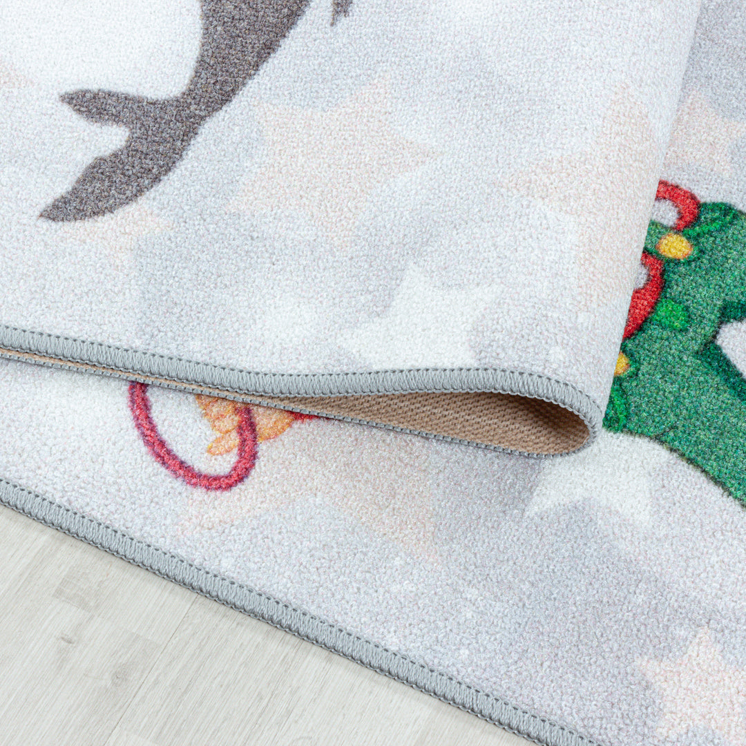Teppich Kinder Flachgewebe Hüpfkästchen rutschfest Kinderzimmer_Grau_Läufer_