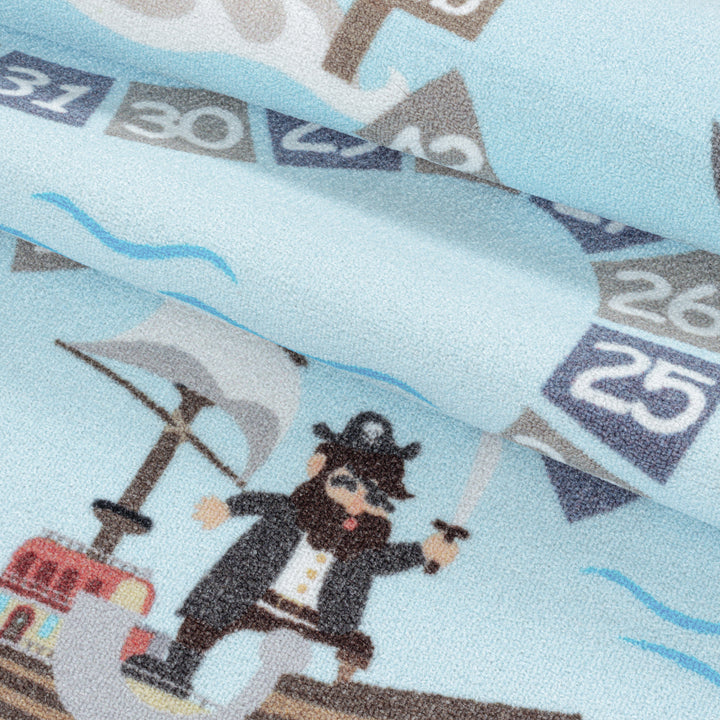 Teppich Kinder Flachgewebe Piratenwelt Polyamid Antirutsch Spielzimmer Blau Läufer 80x120_Läufer_