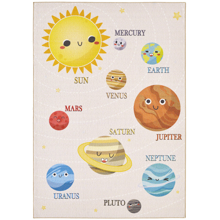 Teppich Kinder Flachgewebe Planetenwelt Polyamid rutschfest Kinderzimmer_Rechteckig_