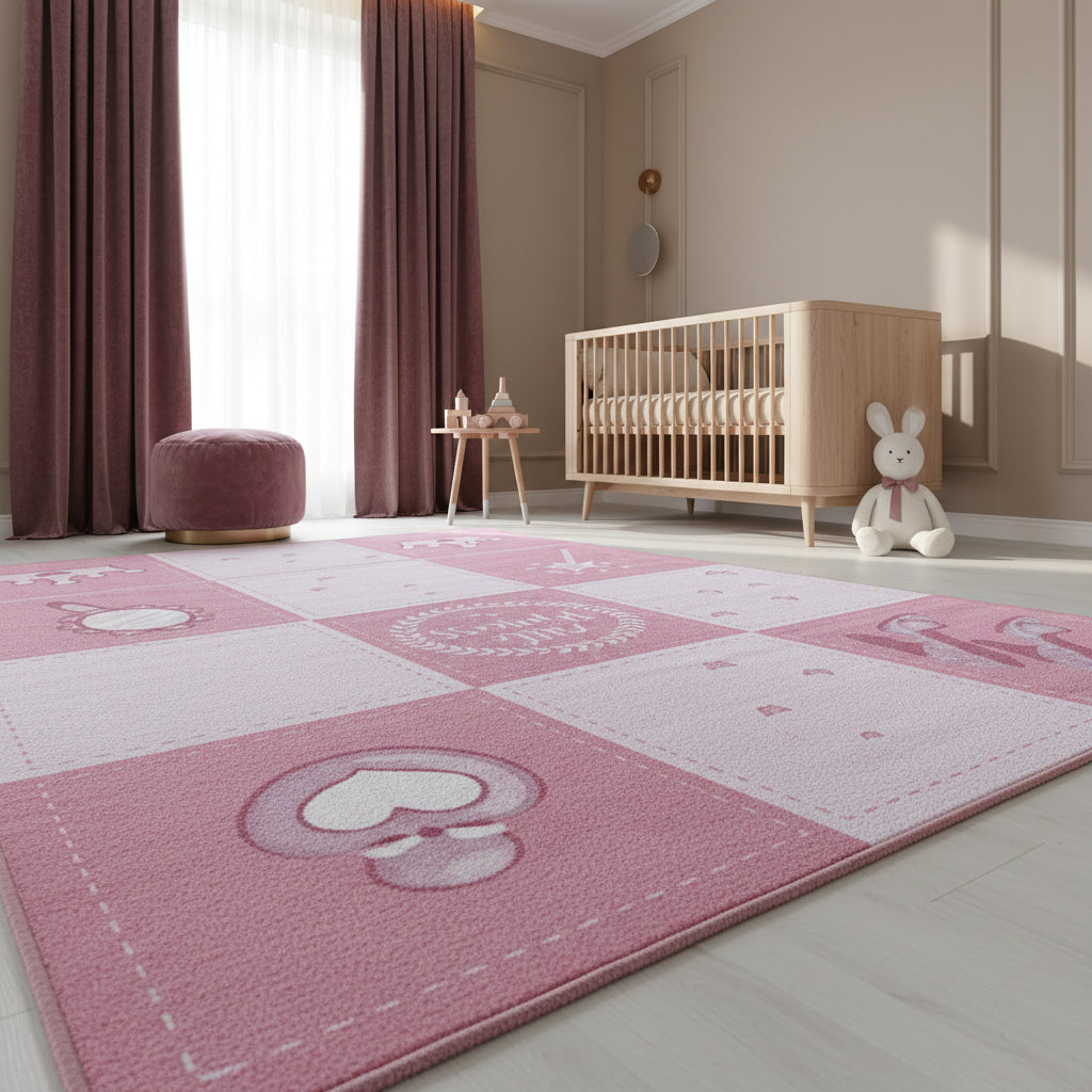Teppich Kinder Flachgewebe Prinzessin-Motiv Polyamid rutschfest Spielzimmer_Läufer_