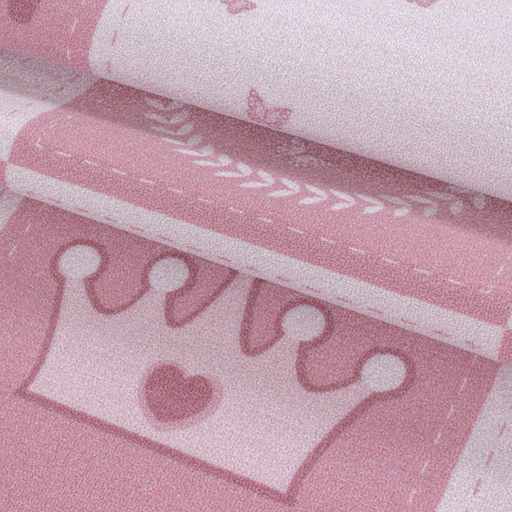 Teppich Kinder Flachgewebe Prinzessin-Motiv Polyamid rutschfest Spielzimmer Pink Läufer 80x120_Läufer_
