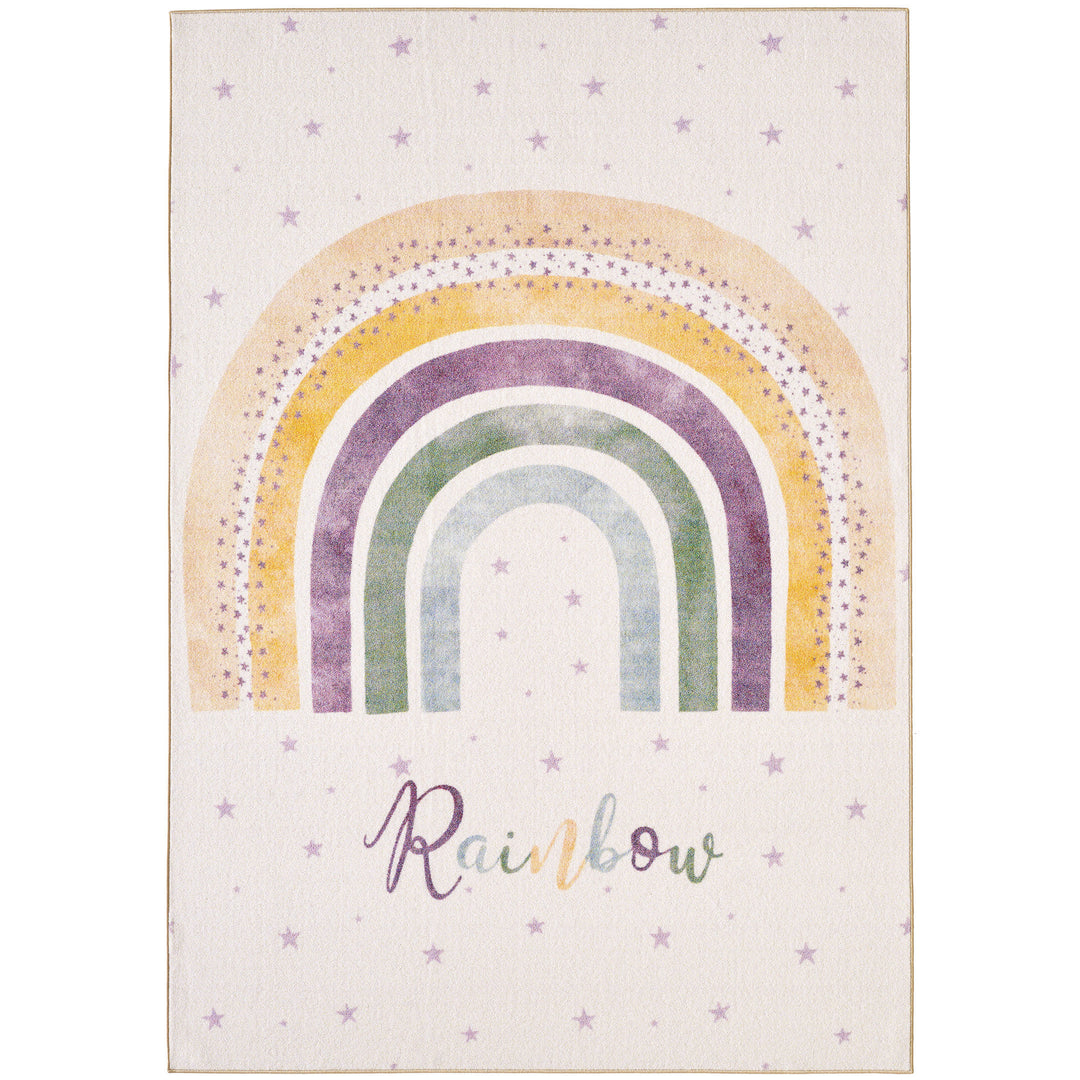 Teppich Kinder Flachgewebe Regenbogen-Motiv Polyamid rutschfest Kinderzimmer_Rechteckig_