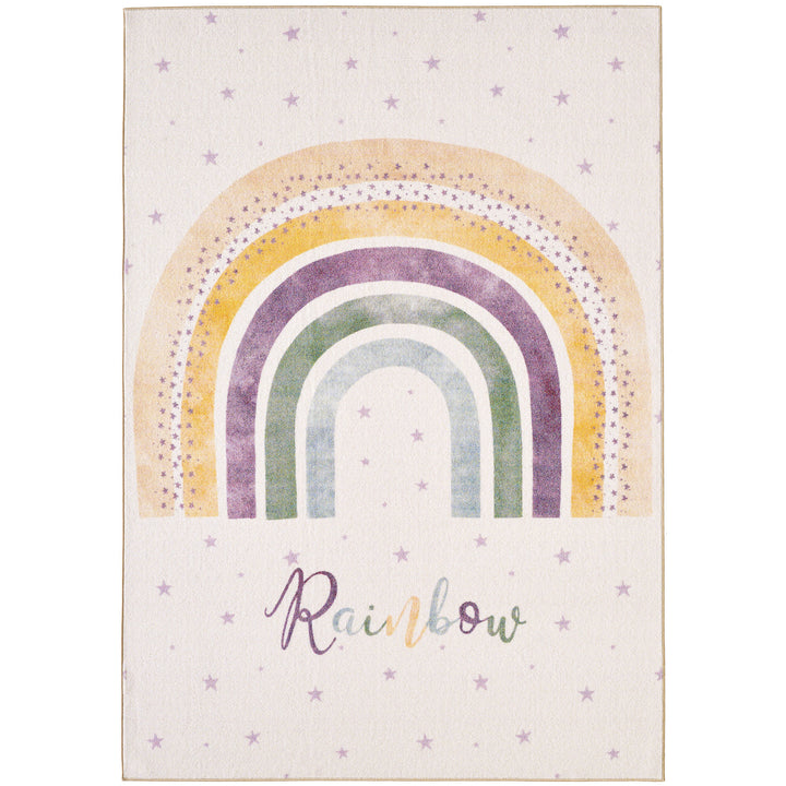 Teppich Kinder Flachgewebe Regenbogen-Motiv Polyamid rutschfest Kinderzimmer_Rechteckig_