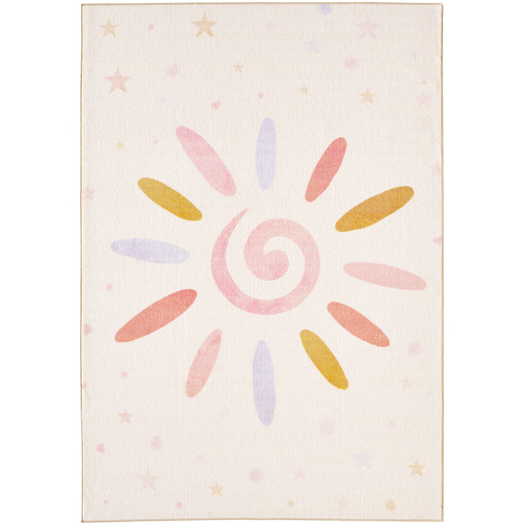 Teppich Kinder Flachgewebe Sonne-Blumen Muster Polyamid rutschfest Kinderzimmer_Rechteckig_