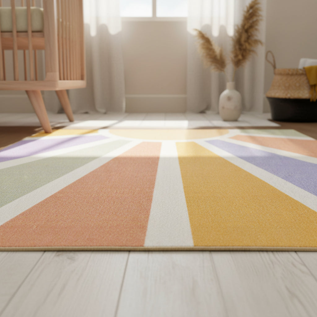 Teppich Kinder Sonnenstrahlen Polyamid Antirutsch Spielzimmer_Multi_Rechteckig_