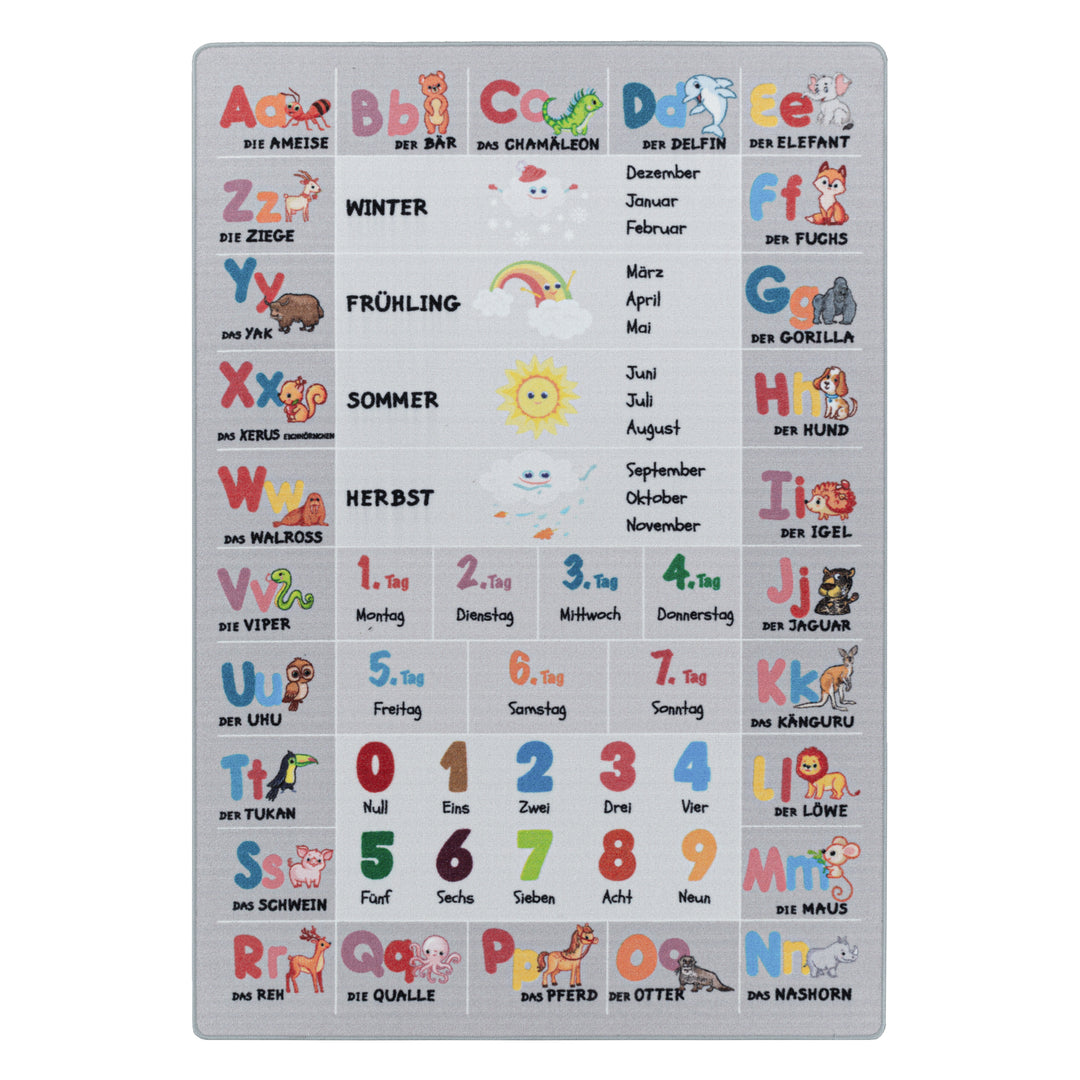 Teppich Kinder Flachgewebe Tiere-Zahlen-Alphabet Polyamid Kinderzimmer_Läufer_
