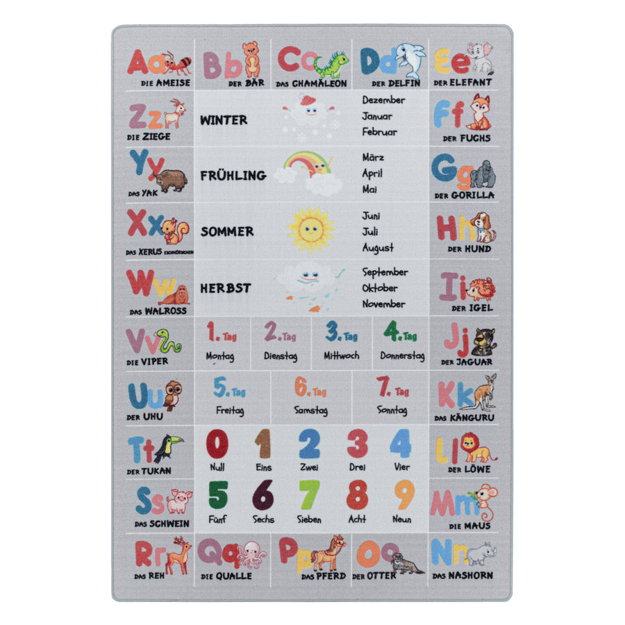 Teppich Kinder Flachgewebe Tiere-Zahlen-Alphabet Polyamid Kinderzimmer_Läufer_