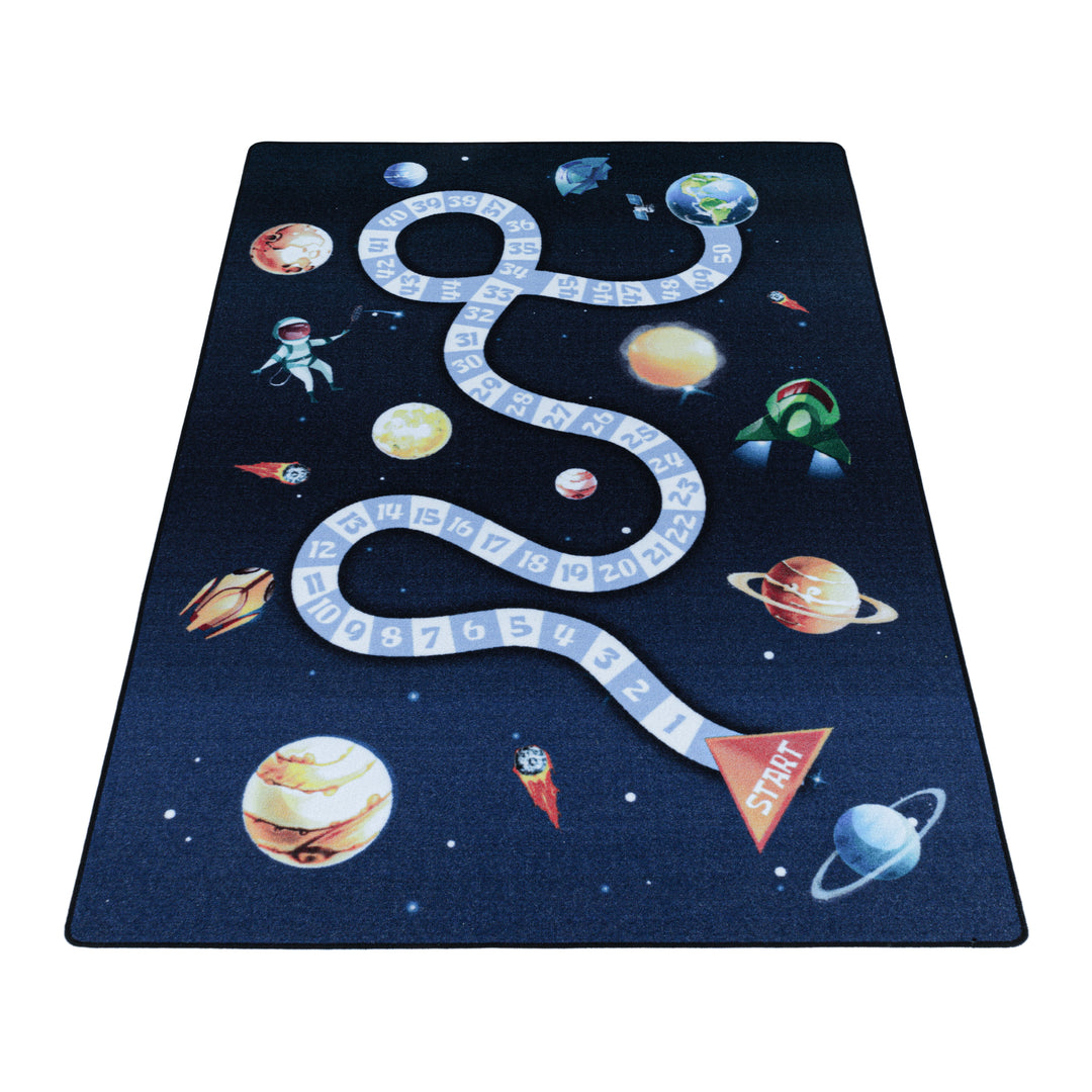 Teppich Kinder Flachgewebe Weltraum-Motiv Polyamid rutschfest Kinderzimmer Marineblau Läufer 80x120_Läufer_