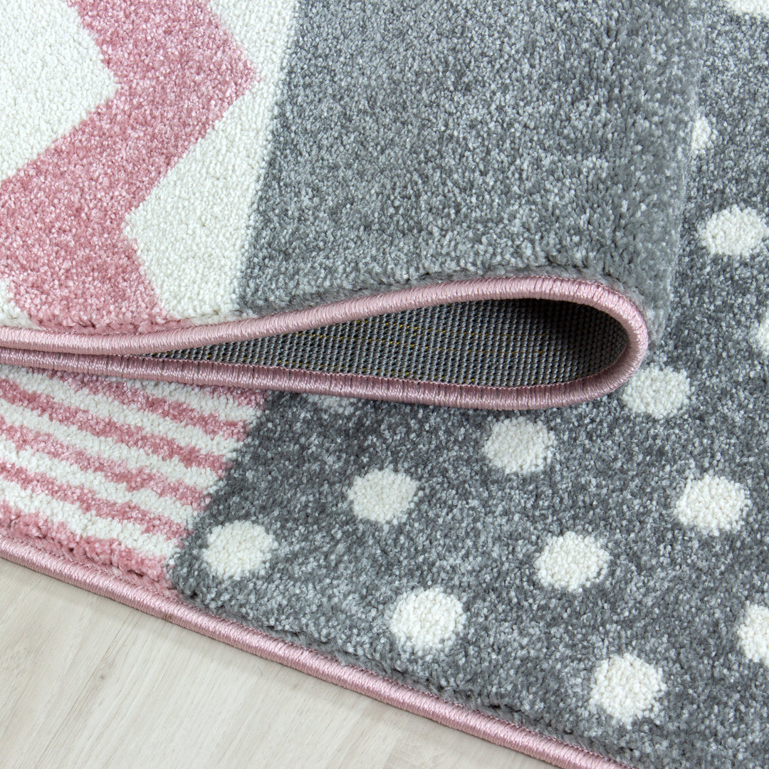 Teppich Kinder Herz Sterne saugroboter Kurzflor Kinderzimmer_Pink_Läufer_