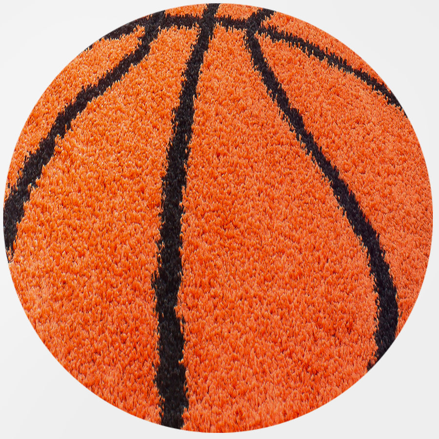 Teppich Kinder Hochflor Basketball Motiv Polypropylen Kinderzimmer_Rund_