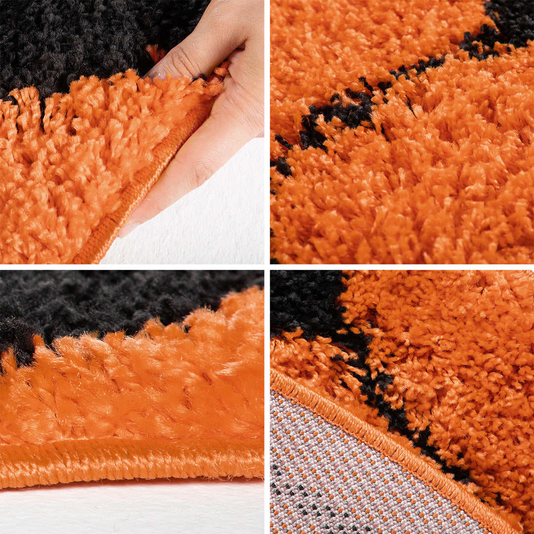 Teppich Kinder Hochflor Basketball Motiv Polypropylen Kinderzimmer Orange Rund 100x100_Rund_