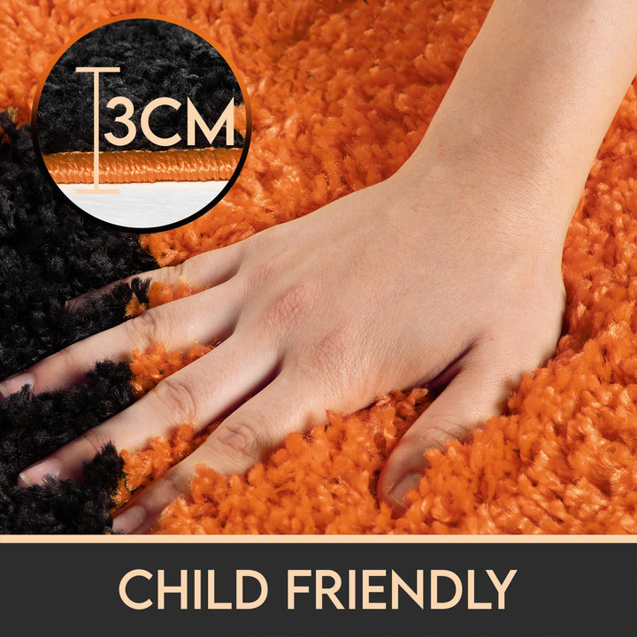 Teppich Kinder Hochflor Basketball Motiv Polypropylen Kinderzimmer_Rund_