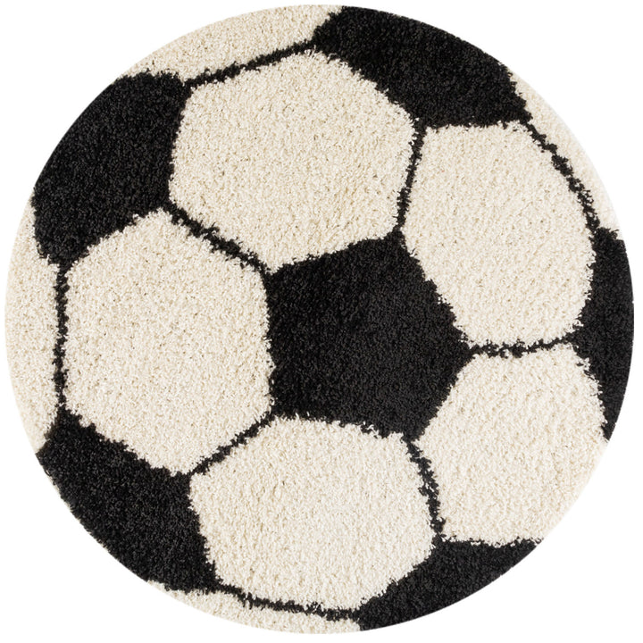 Teppich Kinder Hochflor Fußball Motiv Polypropylen Kinderzimmer_Rund_