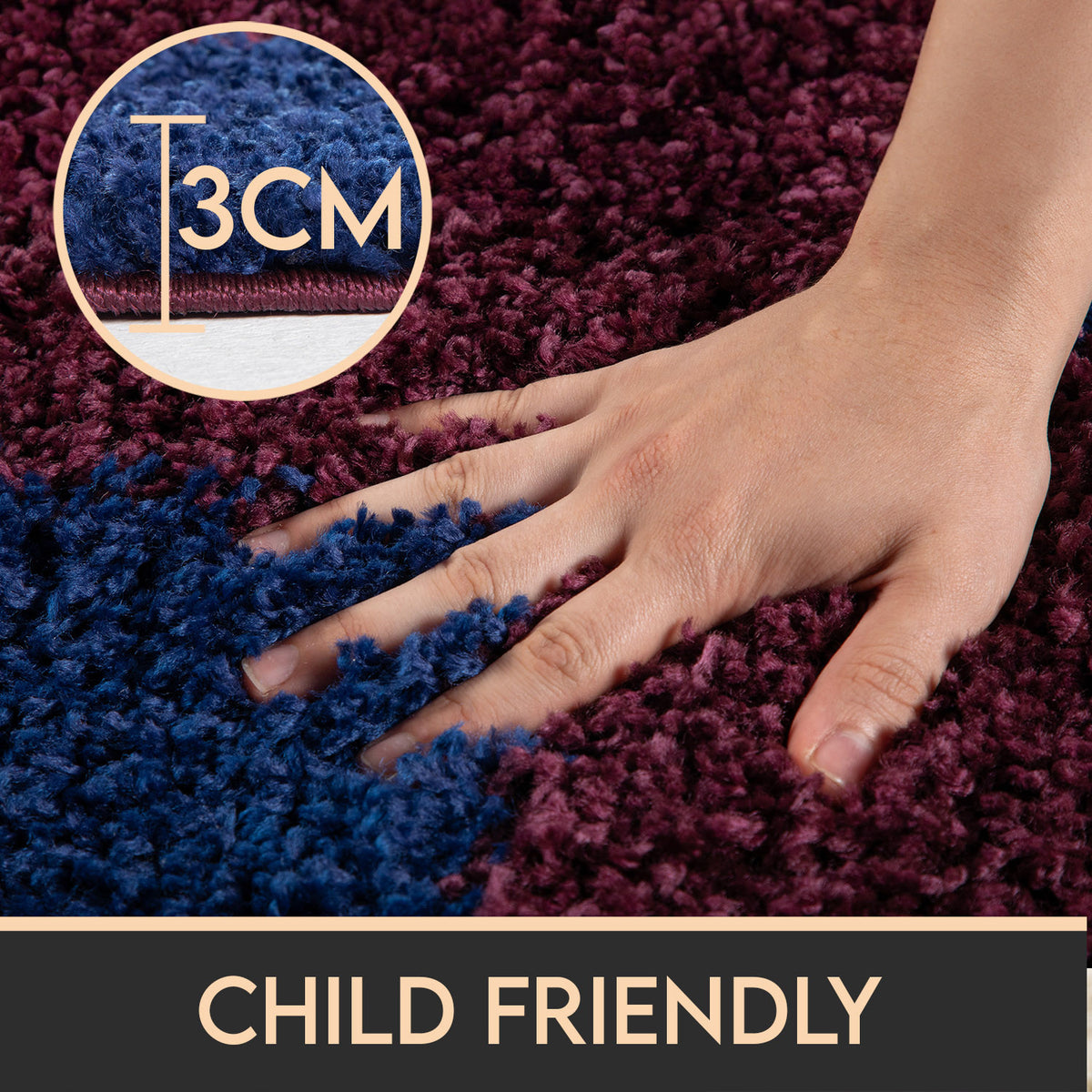 Teppich Kinder Hochflor Fußball Motiv Polypropylen Kinderzimmer_Rund_