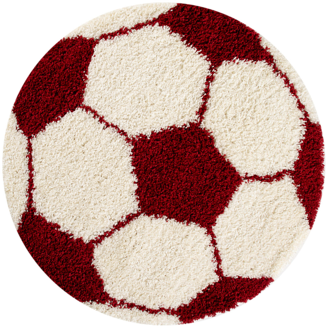 Teppich Kinder Hochflor Fußball Motiv Polypropylen Kinderzimmer_Rund_