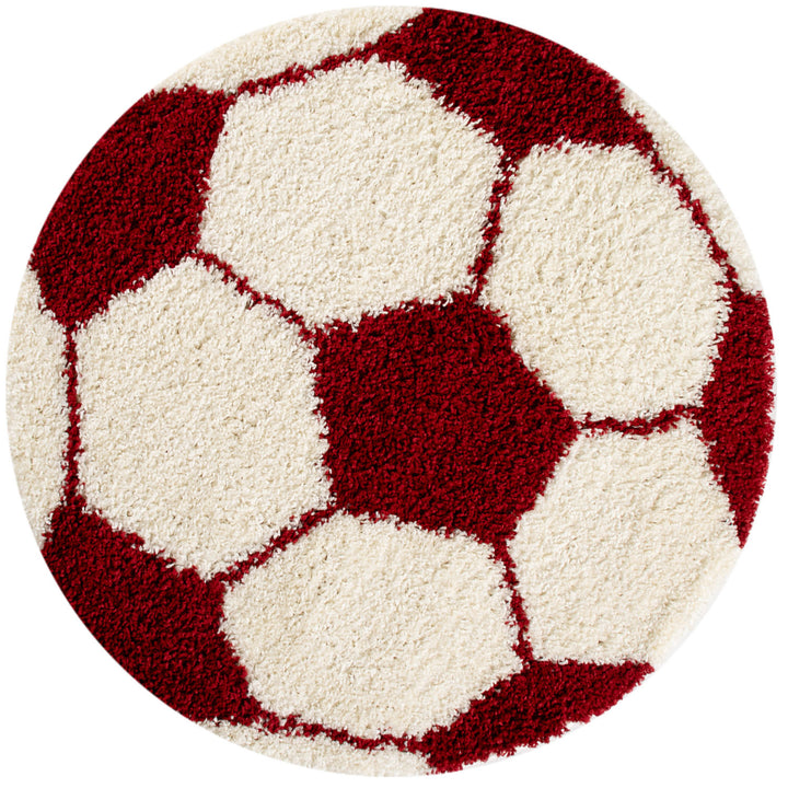 Teppich Kinder Hochflor Fußball Motiv Polypropylen Kinderzimmer_Rund_