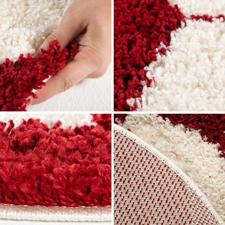 Teppich Kinder Hochflor Fußball Motiv Polypropylen Kinderzimmer Rot Rund 100x100_Rund_