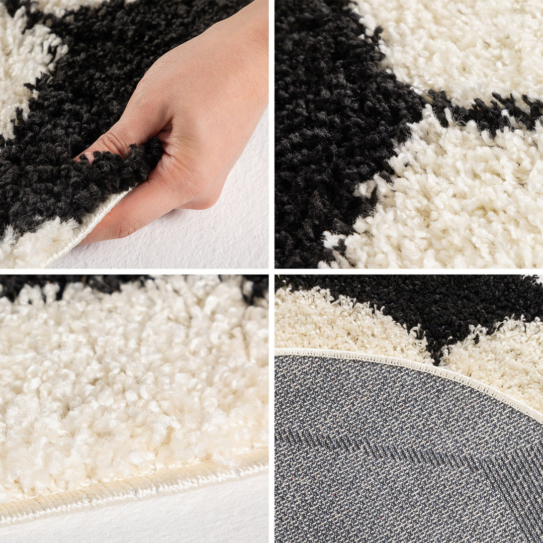 Teppich Kinder Hochflor Fußball Motiv Polypropylen Kinderzimmer Schwarz Rund 100x100_Rund_