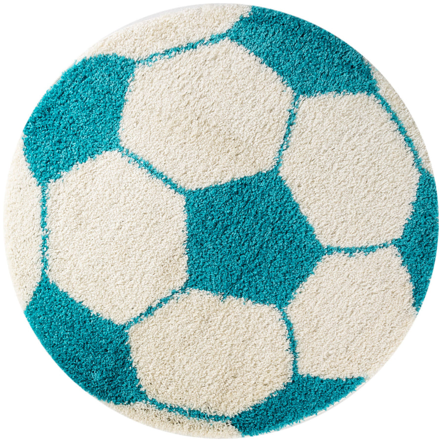 Teppich Kinder Hochflor Fußball Motiv Polypropylen Kinderzimmer_Rund_