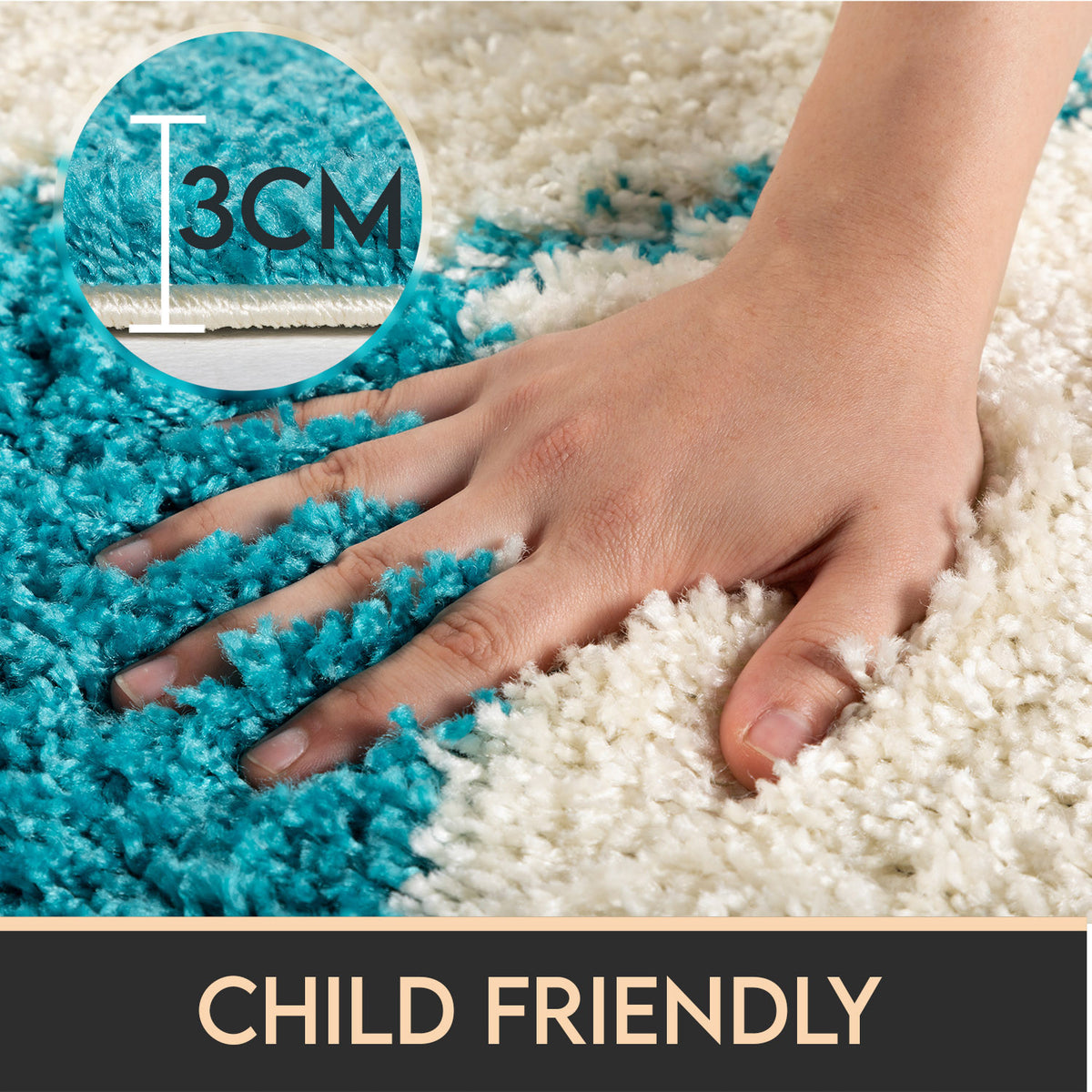 Teppich Kinder Hochflor Fußball Motiv Polypropylen Kinderzimmer_Rund_