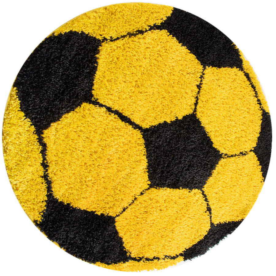 Teppich Kinder Hochflor Fußball Motiv Polypropylen Kinderzimmer_Rund_