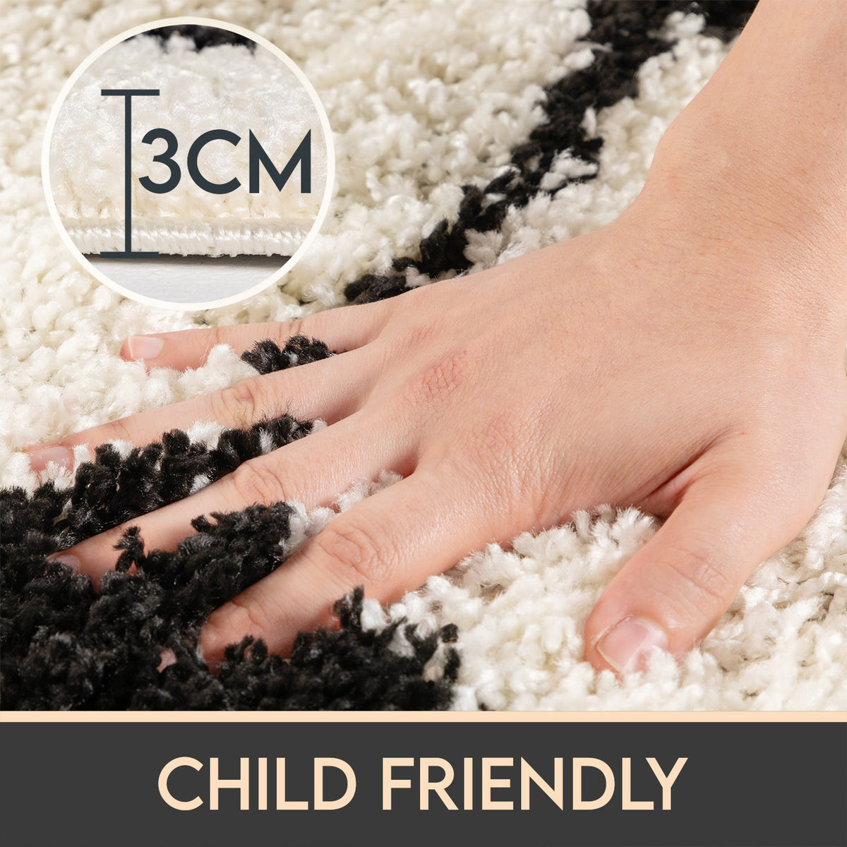 Teppich Kinder Hochflor Fußball Motiv Polypropylen Kinderzimmer Rund
