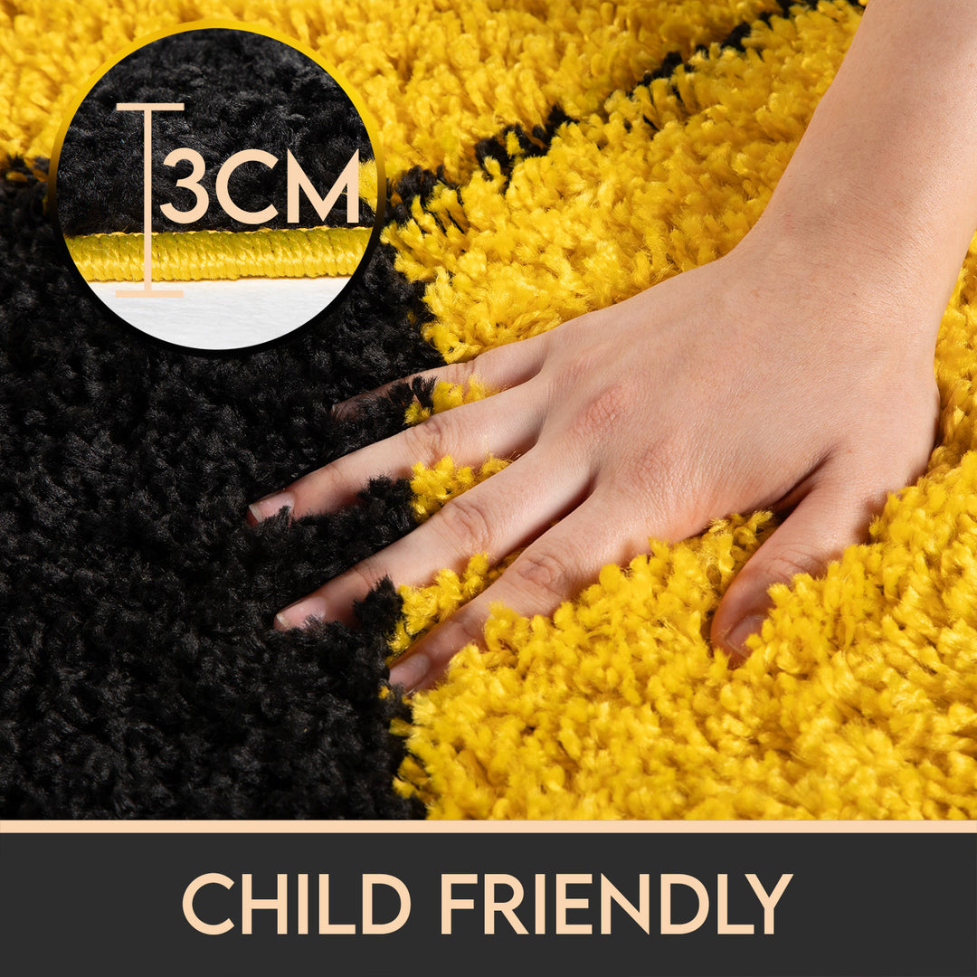 Teppich Kinder Hochflor Fußball Motiv Polypropylen Kinderzimmer_Rund_