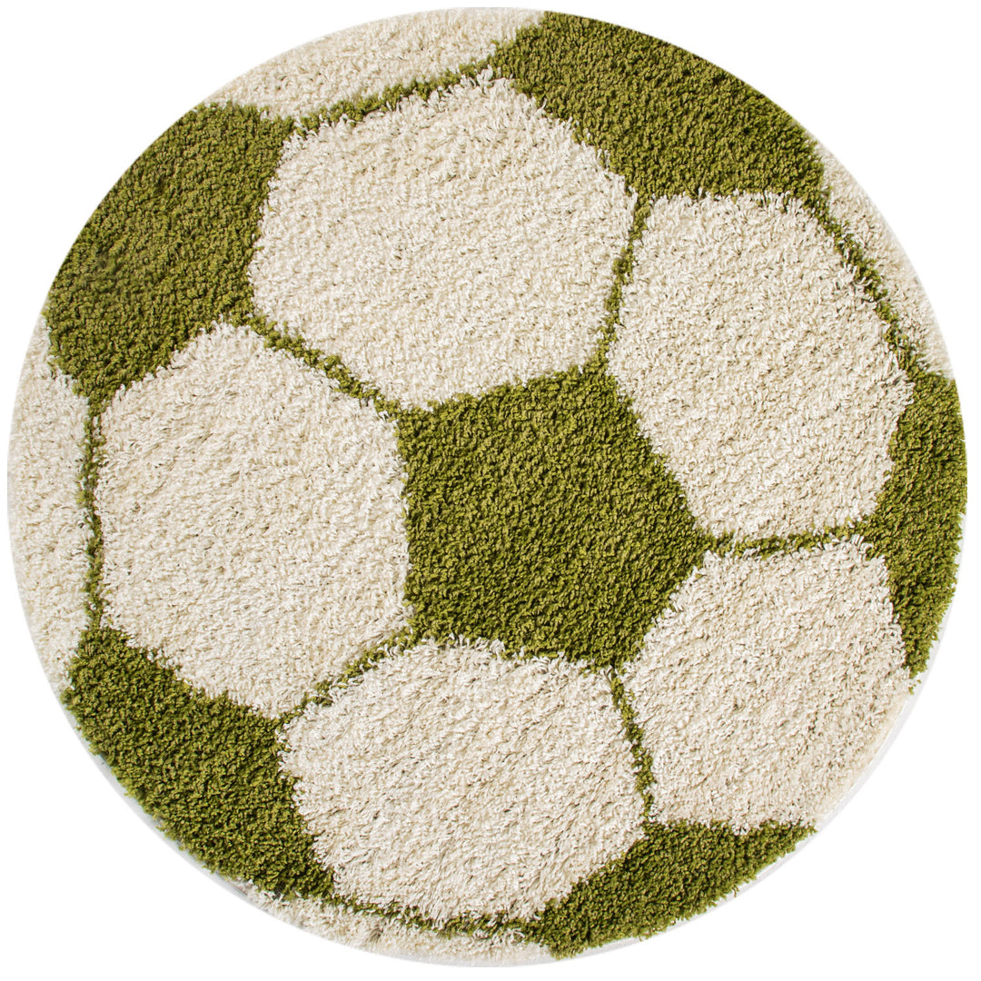 Teppich Kinder Hochflor Fußball Motiv Polypropylen Kinderzimmer_Rund_