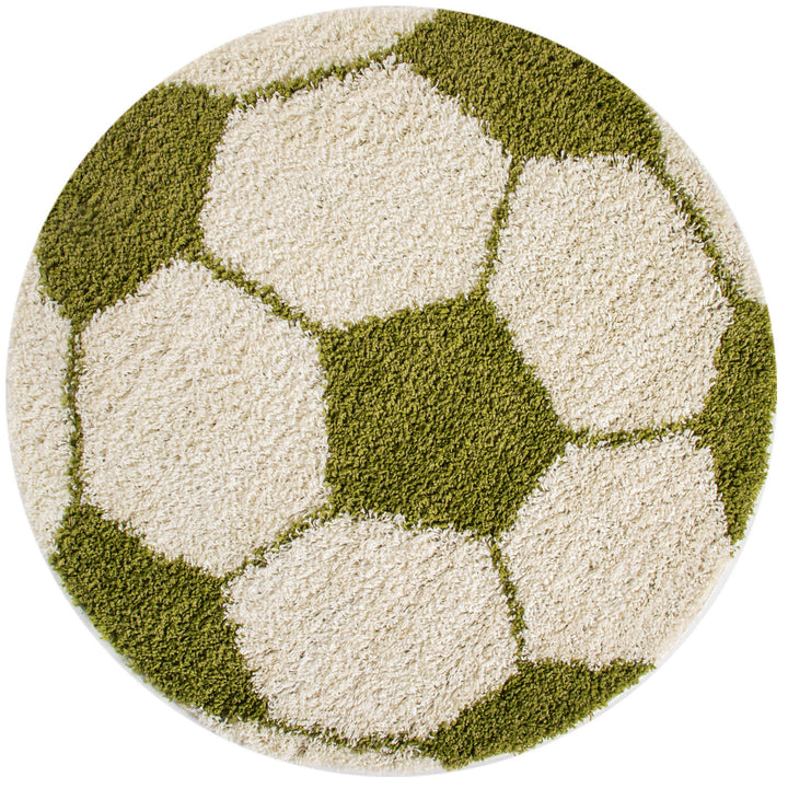 Teppich Kinder Hochflor Fußball Motiv Polypropylen Kinderzimmer_Rund_
