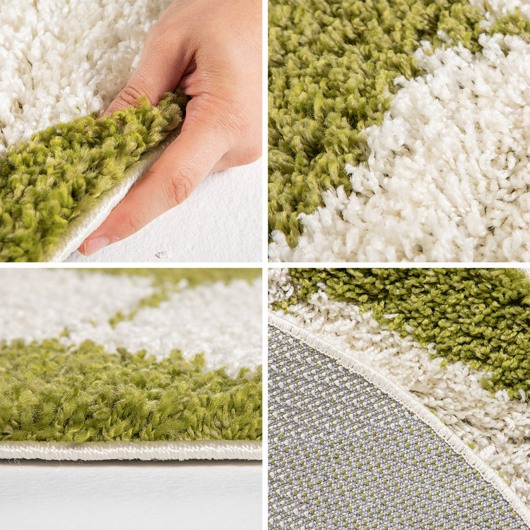 Teppich Kinder Hochflor Fußball Motiv Polypropylen Kinderzimmer Grün Rund 100x100_Rund_