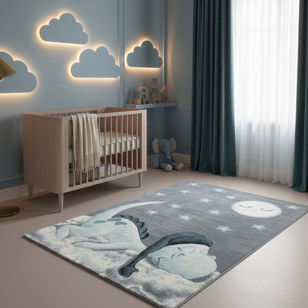 Teppich Kinder Kurzflor Dinosaurier Polypropylen Kinderzimmer_Läufer_