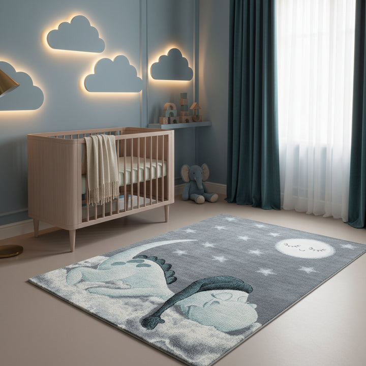 Teppich Kinder Kurzflor Dinosaurier Polypropylen Kinderzimmer_Läufer_