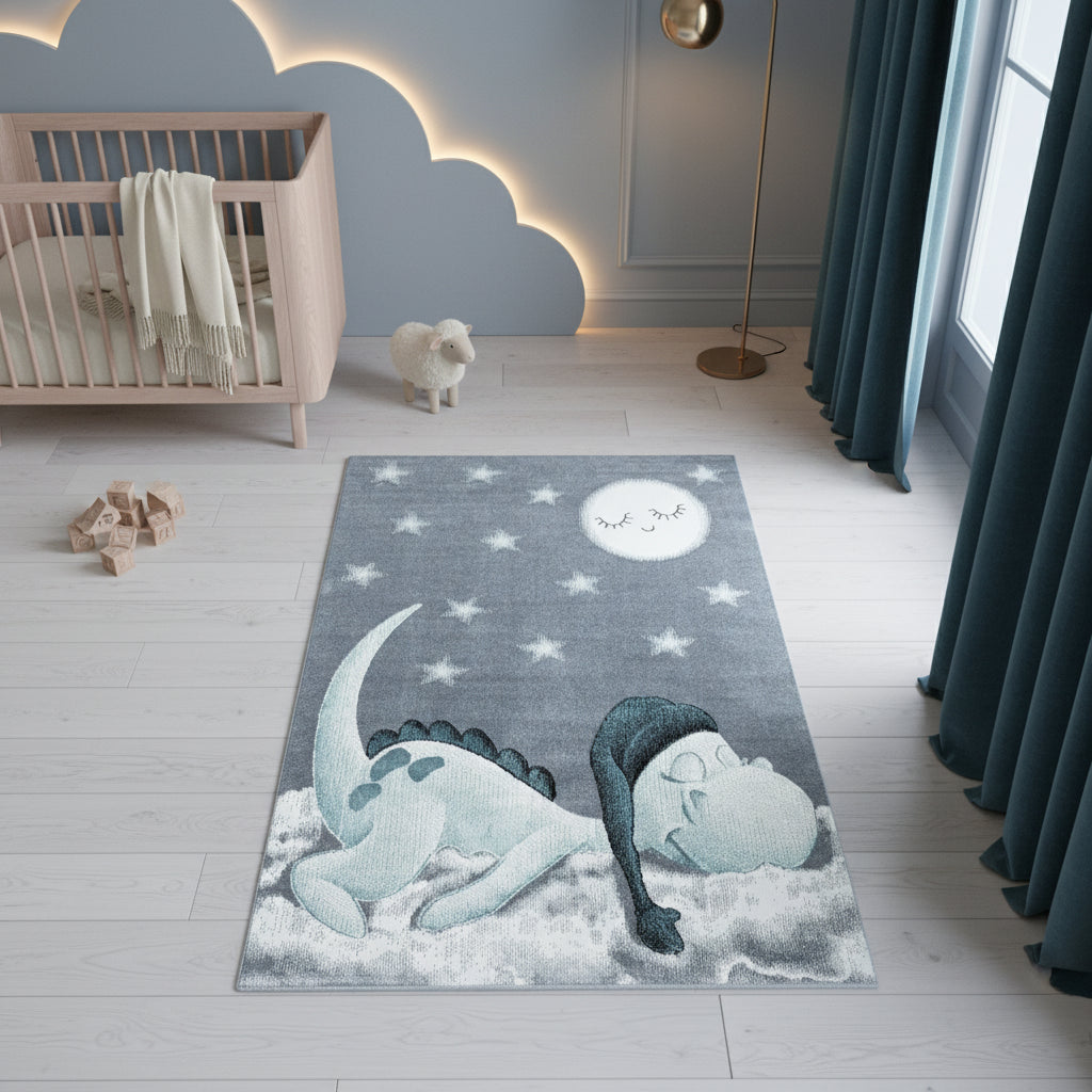 Teppich Kinder Kurzflor Dinosaurier Polypropylen Kinderzimmer_Läufer_
