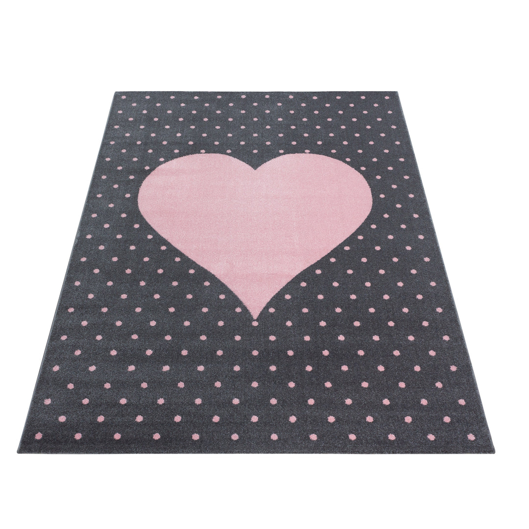 Teppich Kinder Kurzflor Herz Polypropylen Kinderzimmer Pink Läufer 80x150_Läufer_
