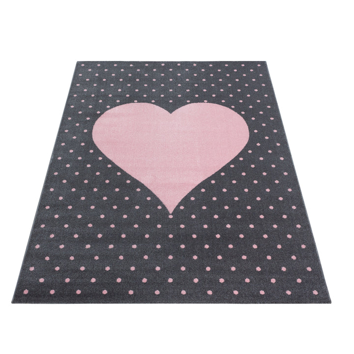 Teppich Kinder Kurzflor Herz Polypropylen Kinderzimmer Pink Läufer 80x150_Läufer_