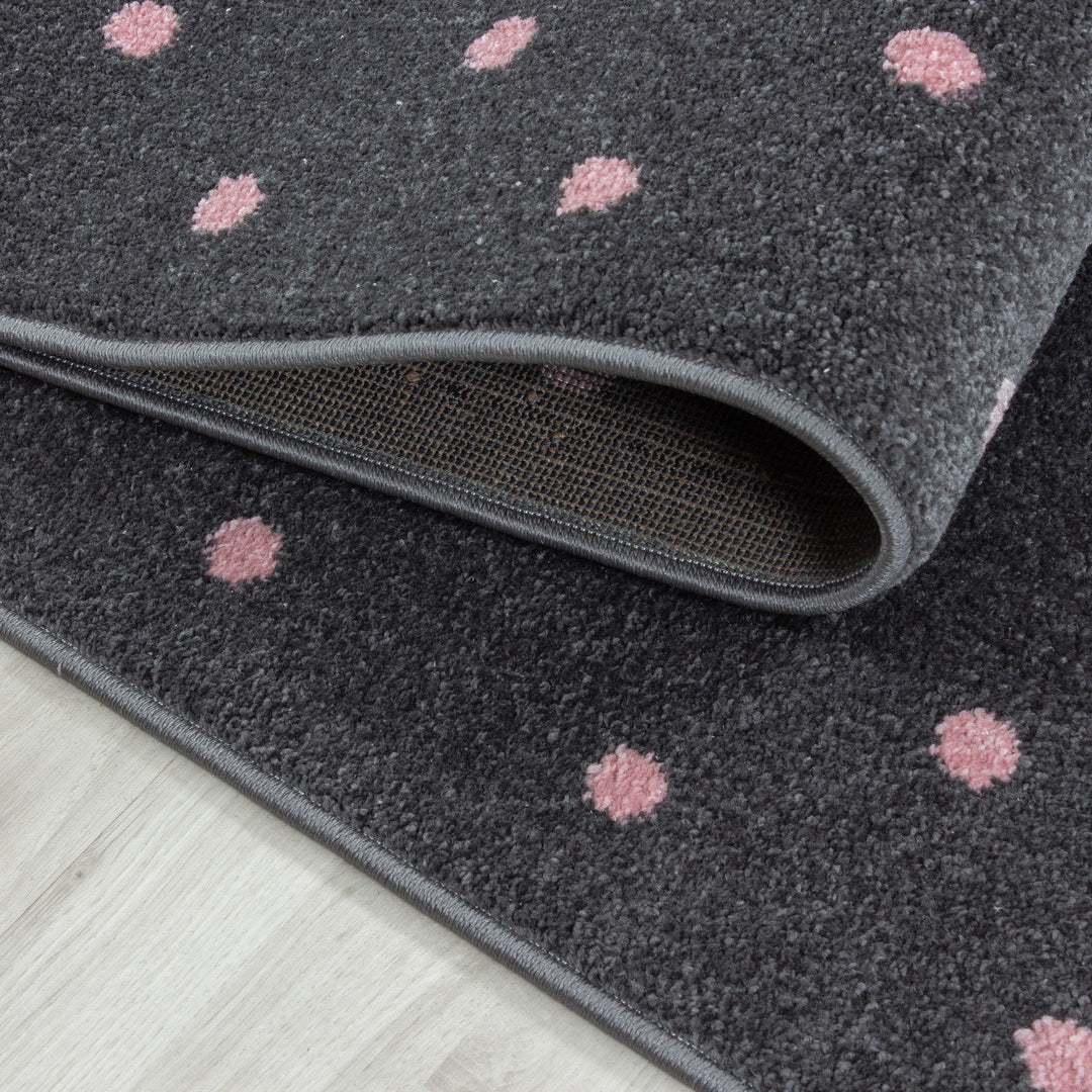 Teppich Kinder Kurzflor Herz Polypropylen Kinderzimmer_Pink_Läufer_