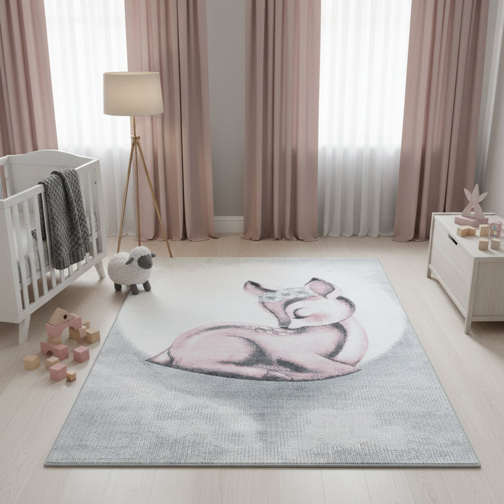Teppich Kinder Kurzflor Reh Polypropylen Kinderzimmer Läufer