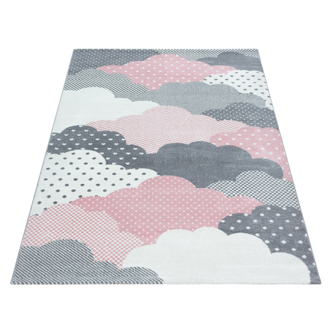 Teppich Kinder Kurzflor Wolken Polypropylen Kinderzimmer Pink Läufer 80x150_Läufer_