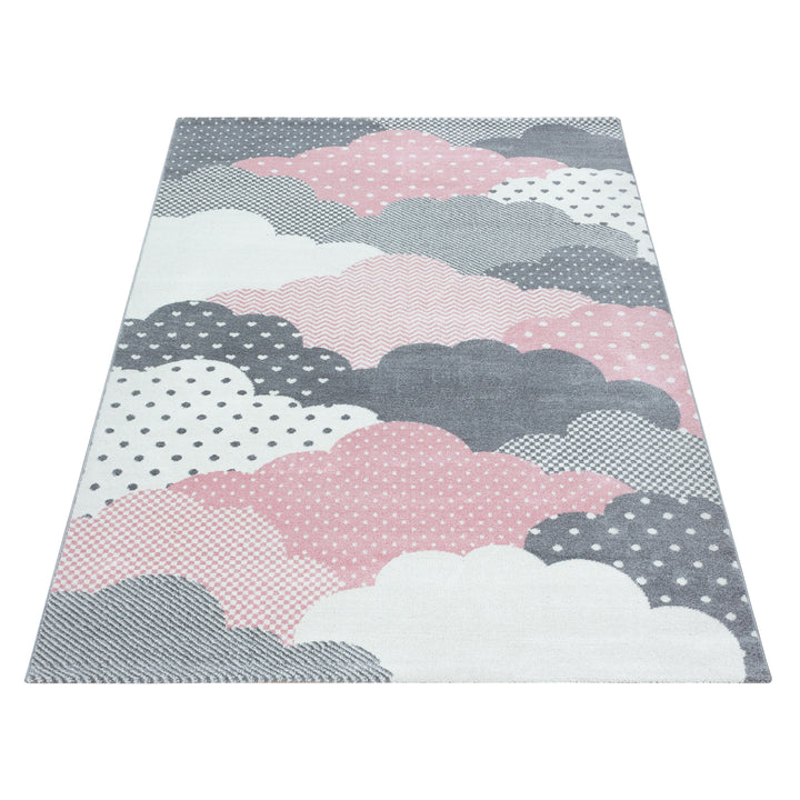 Teppich Kinder Kurzflor Wolken Polypropylen Kinderzimmer Pink Läufer 80x150_Läufer_