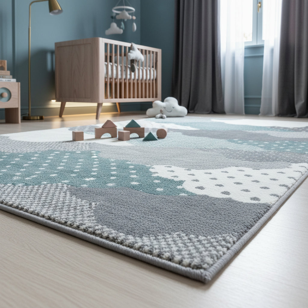 Teppich Kinder Kurzflor Wolken Polypropylen Kinderzimmer_Läufer_