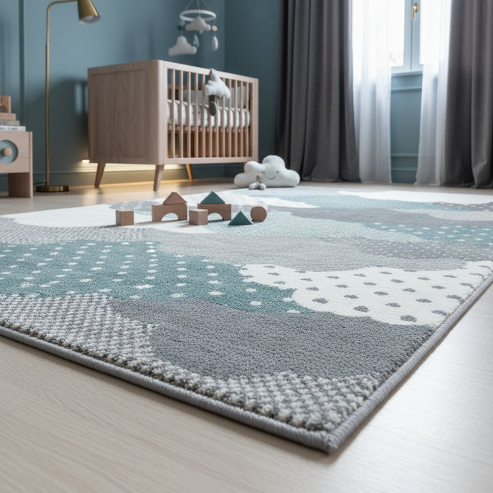 Teppich Kinder Kurzflor Wolken Polypropylen Kinderzimmer_Läufer_