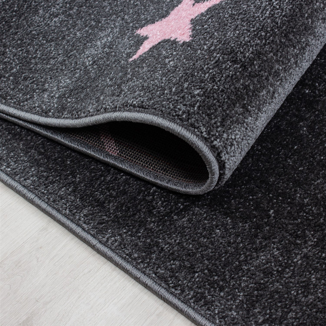 Teppich Kinder Sterne Polypropylen saugroboter Kurzflor Kinderzimmer_Pink_Läufer_