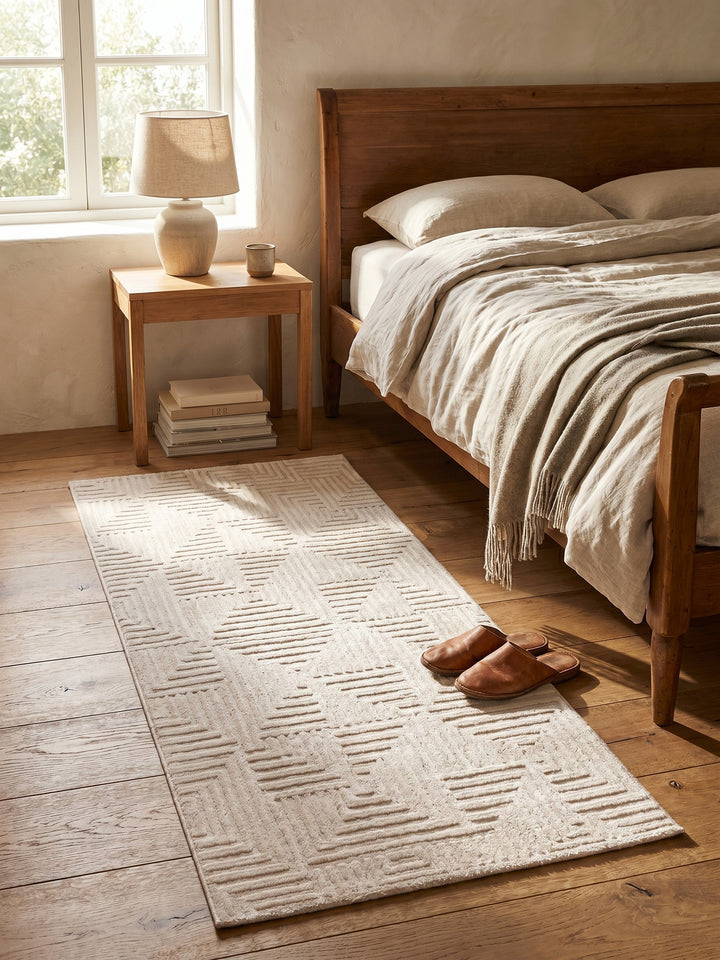 Teppich Beige Läufer Wohnidee gemütlich_
