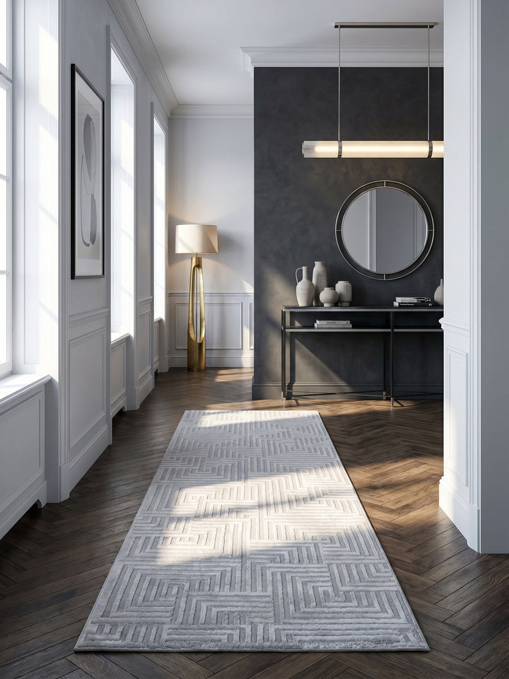 Teppich Silver Läufer im Wohnzimmer Einrichtungsidee_