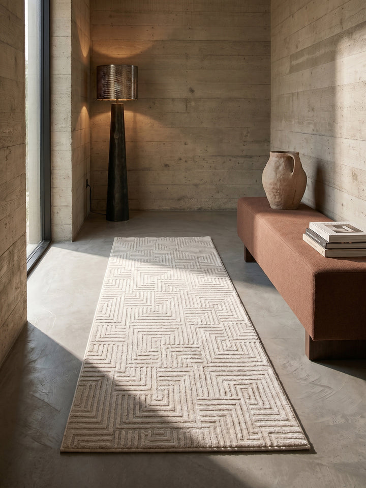 Teppich Beige Läufer im Wohnzimmer Einrichtungsidee_