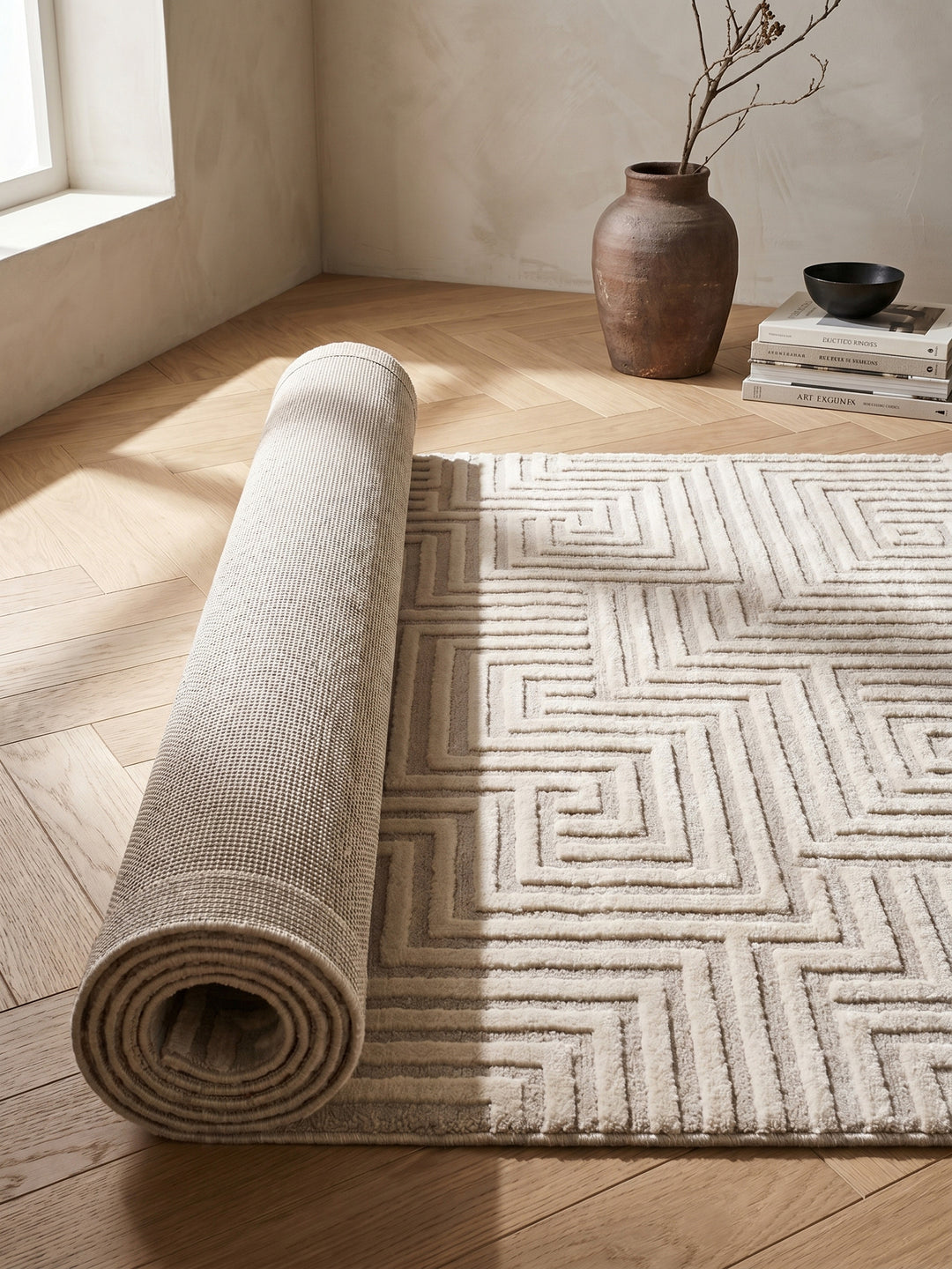 Teppich Beige Läufer Wohnaccessoire Deko_