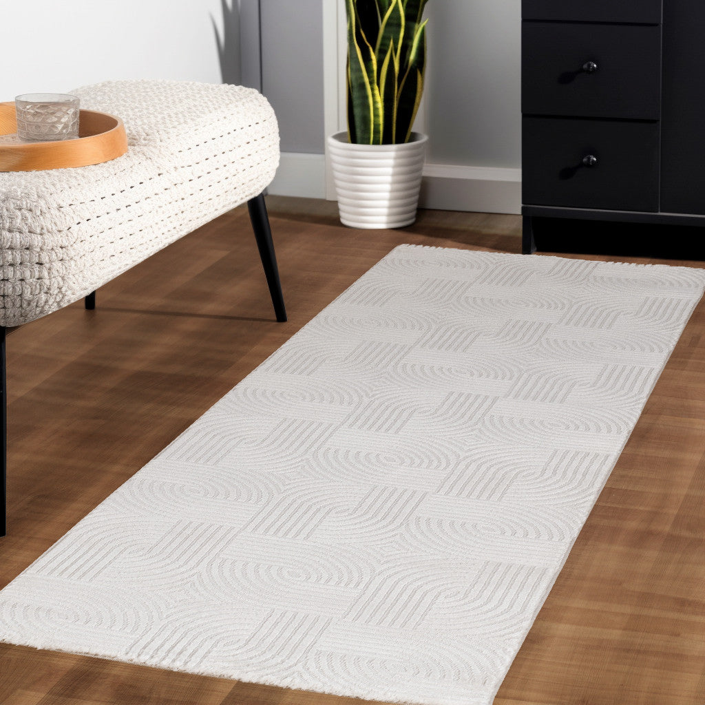 Teppich Kurzflor 3D-Struktur Polypropylen Wohnzimmer_Läufer_